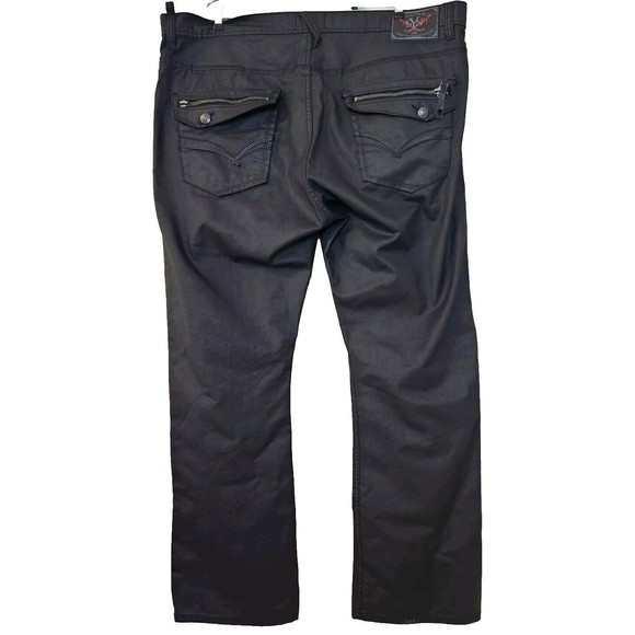 SYN Jeans Mens 44x32 Straight Leg Dark Black Denim Button Pockets 312-322 19F - Picture 2 of 13